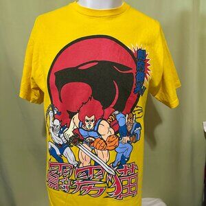Thundercats Lion-O Panthro Tygra Men's Yellow Shirt XL Cheetara WilyKit WilyKat